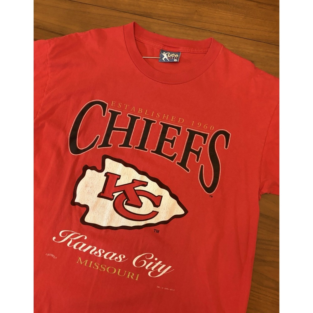 Vintage Kansas City Chiefs 1995 T Shirt Mens XL 90s Lee Sport Nutmeg Cotton USA